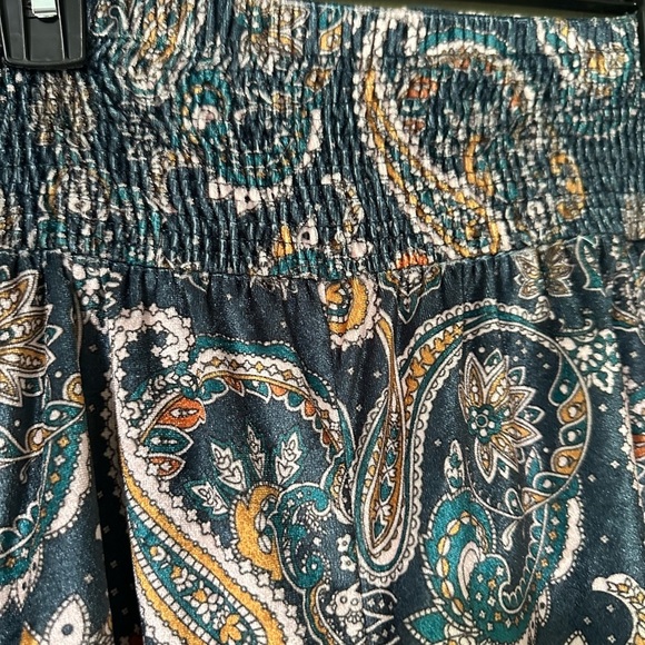 Bohera Paisley Wide Leg Pants in Navy and Orange - Picture 4 of 6